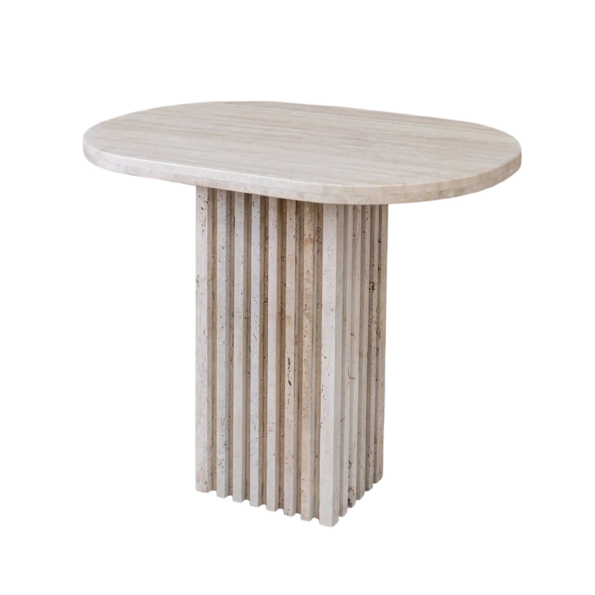 LINA FLUTED TRAVERTINE PEDESTAL - Marbeya Charm