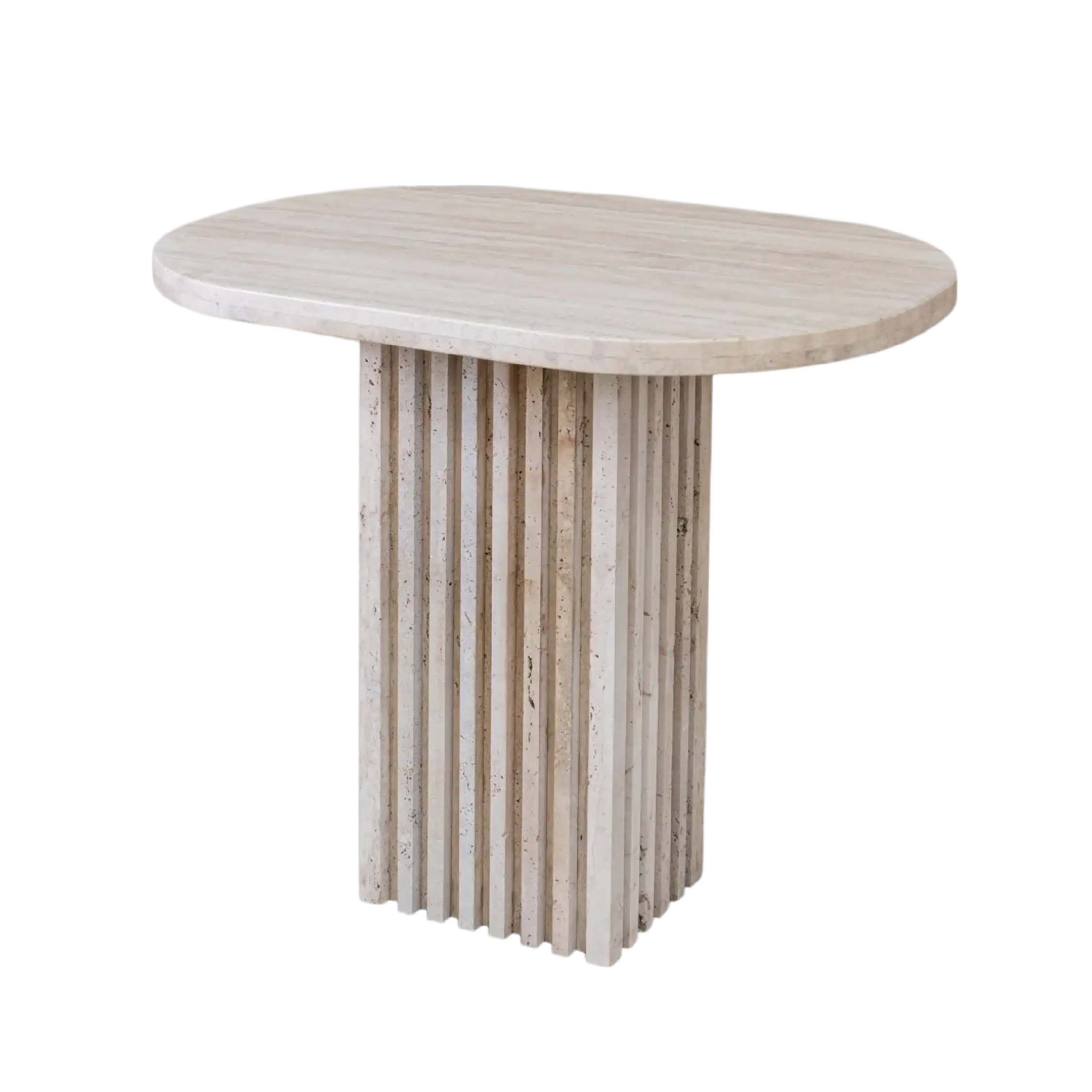 LINA FLUTED TRAVERTINE PEDESTAL - Marbeya Charm
