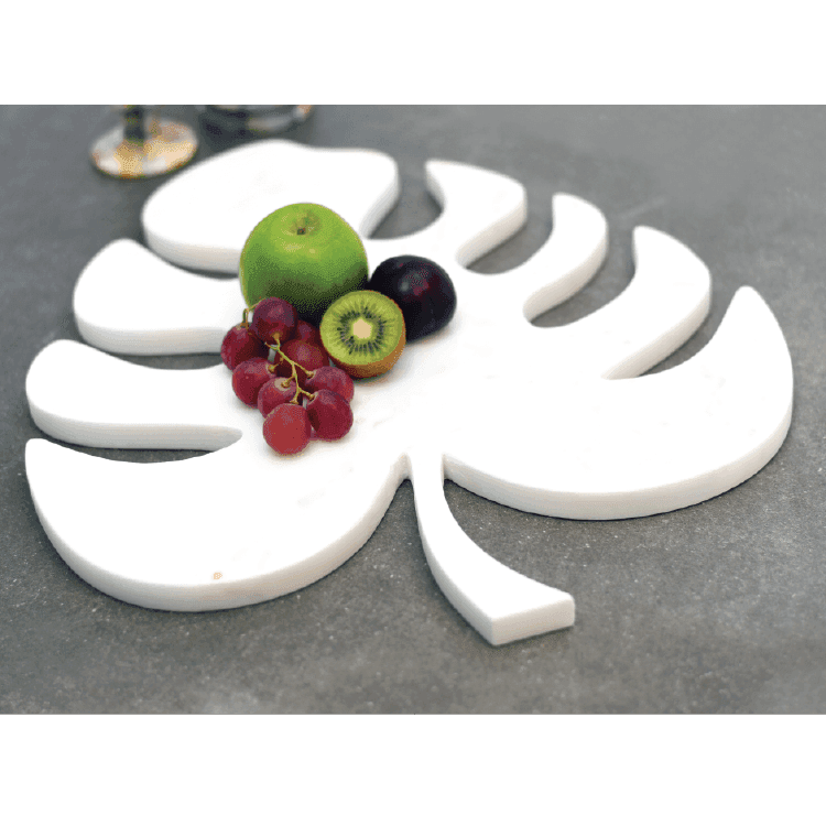 LEAF CHEESE BOARD-WHITE - Marbeya Charm