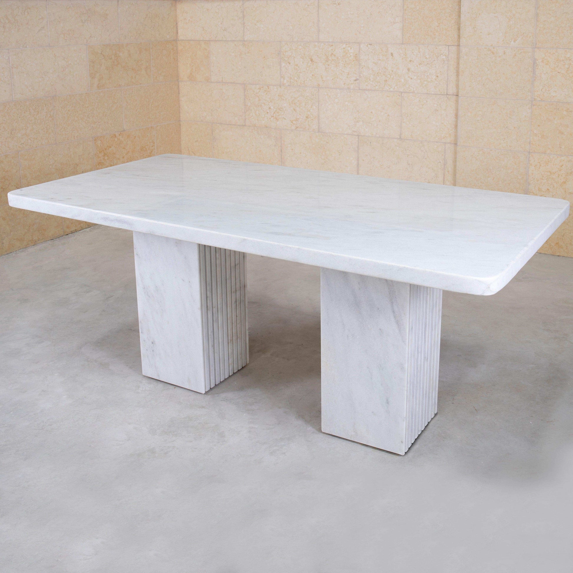 The Mugla White Dining Table - Marbeya Charm