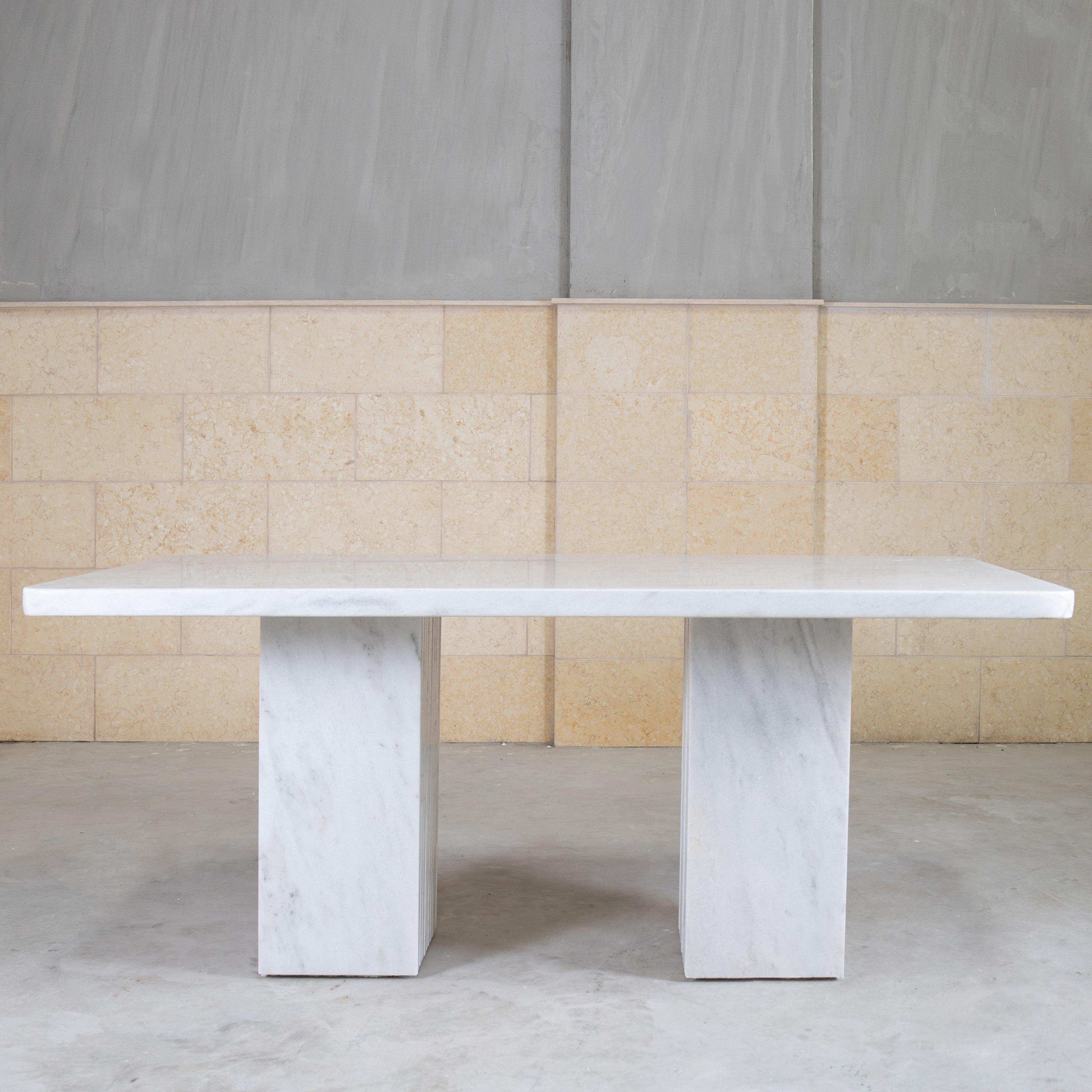 The Mugla White Dining Table - Marbeya Charm