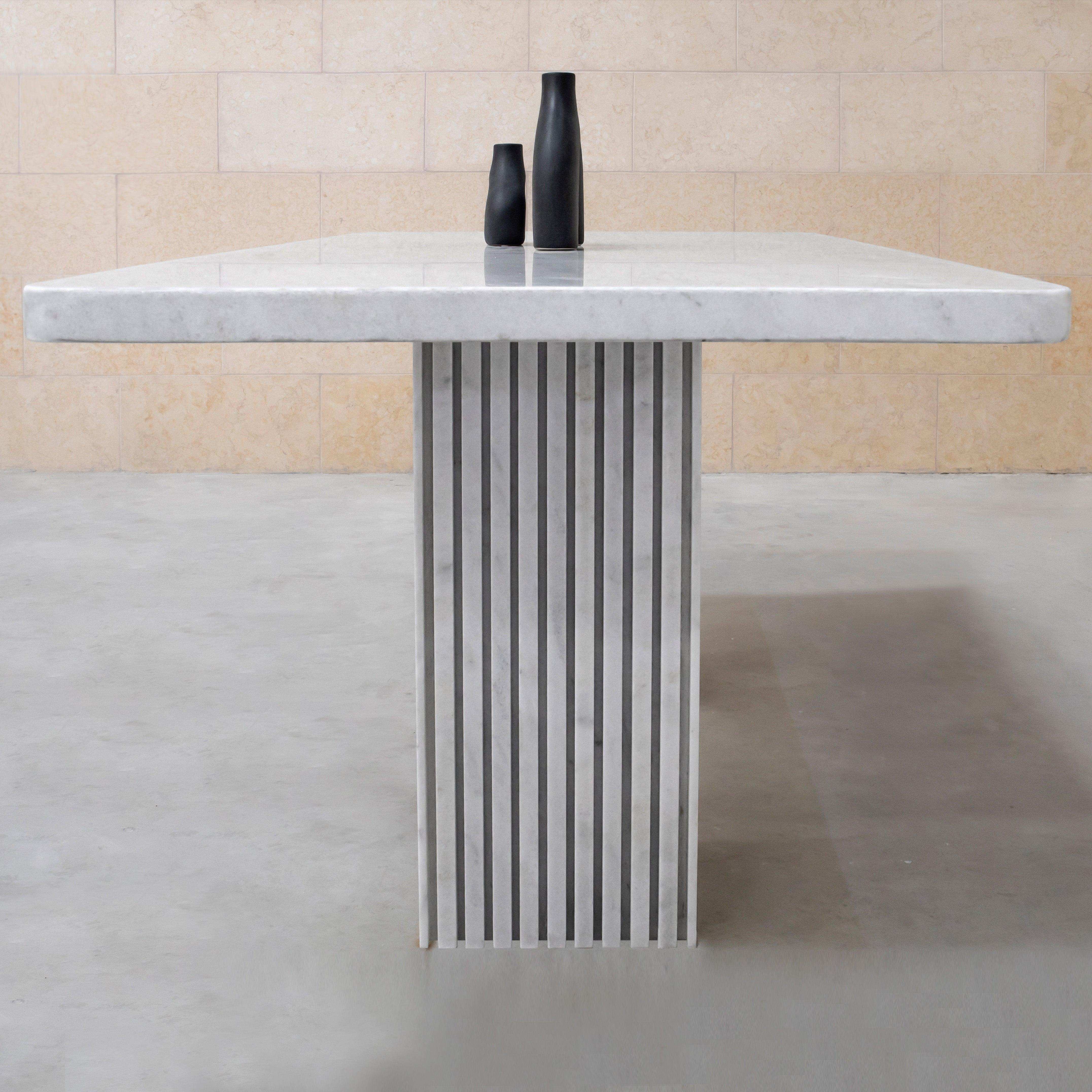The Mugla White Dining Table - Marbeya Charm