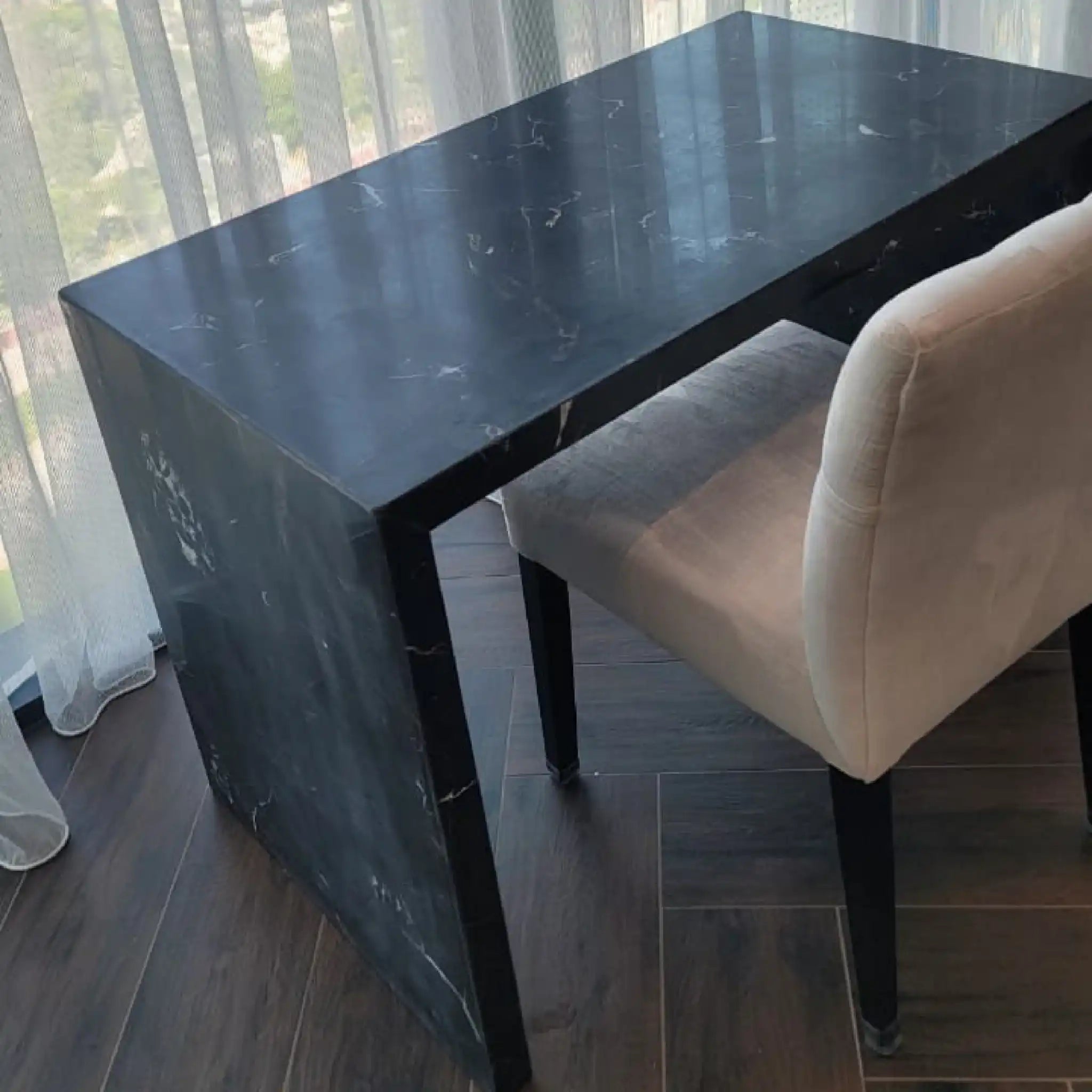 Noir Sleek Marble Desk