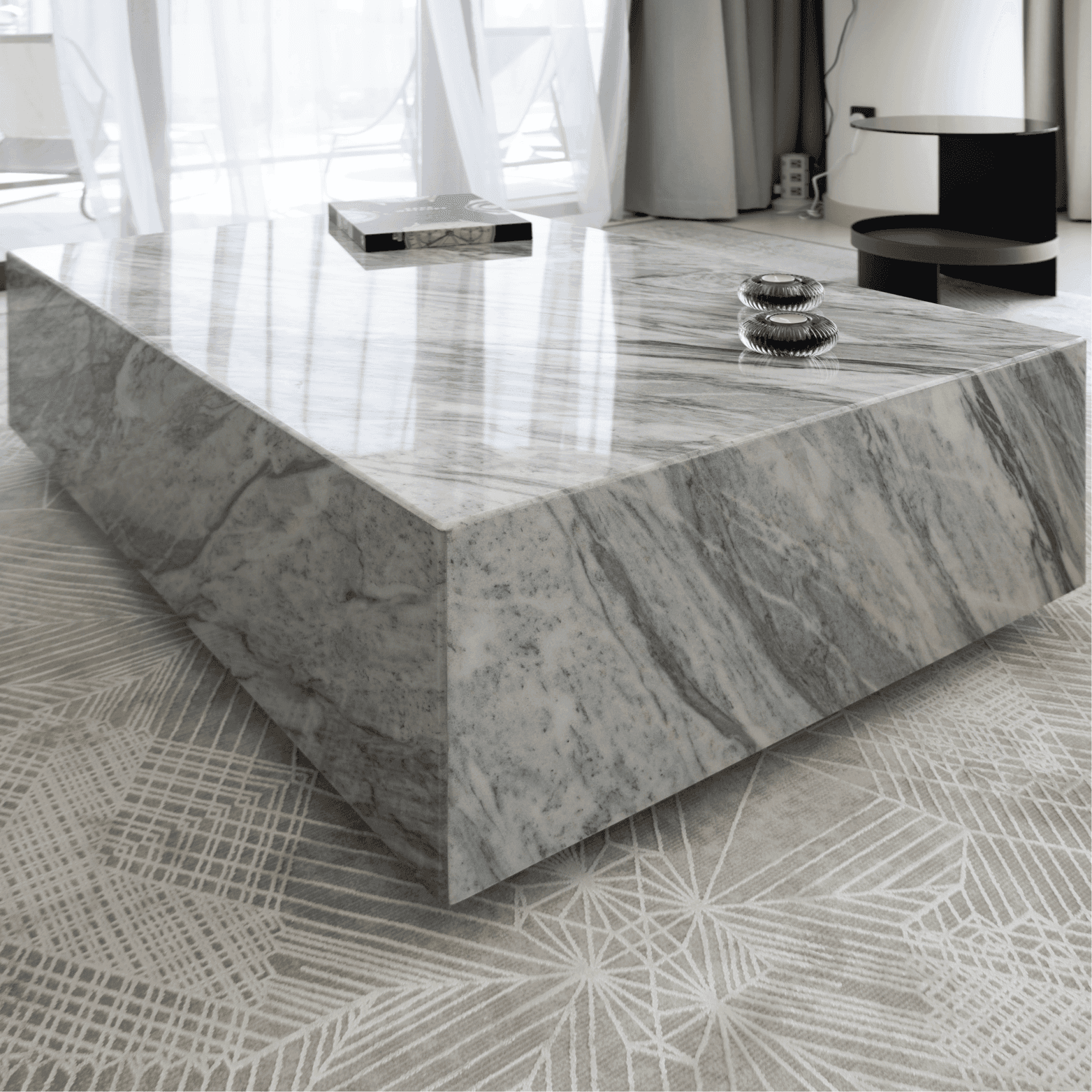 NORA STAN GREY MARBLE COFFEE TABLE - Marbeya Charm