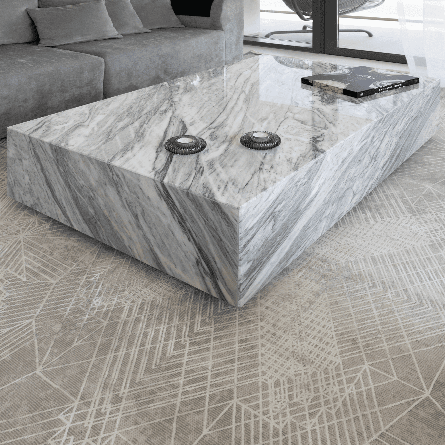 NORA STAN GREY MARBLE COFFEE TABLE - Marbeya Charm