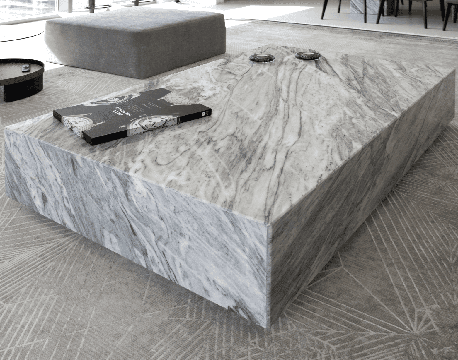 NORA STAN GREY MARBLE COFFEE TABLE - Marbeya Charm