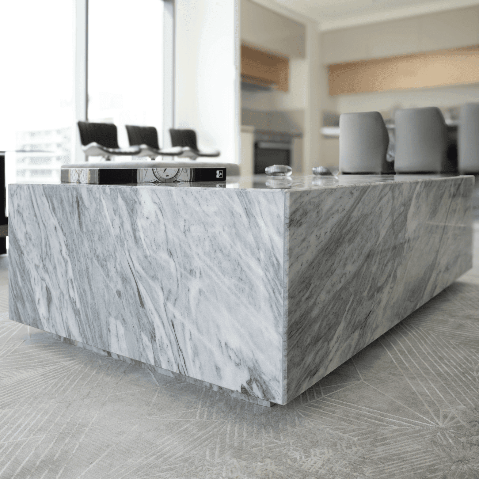 NORA STAN GREY MARBLE COFFEE TABLE - Marbeya Charm