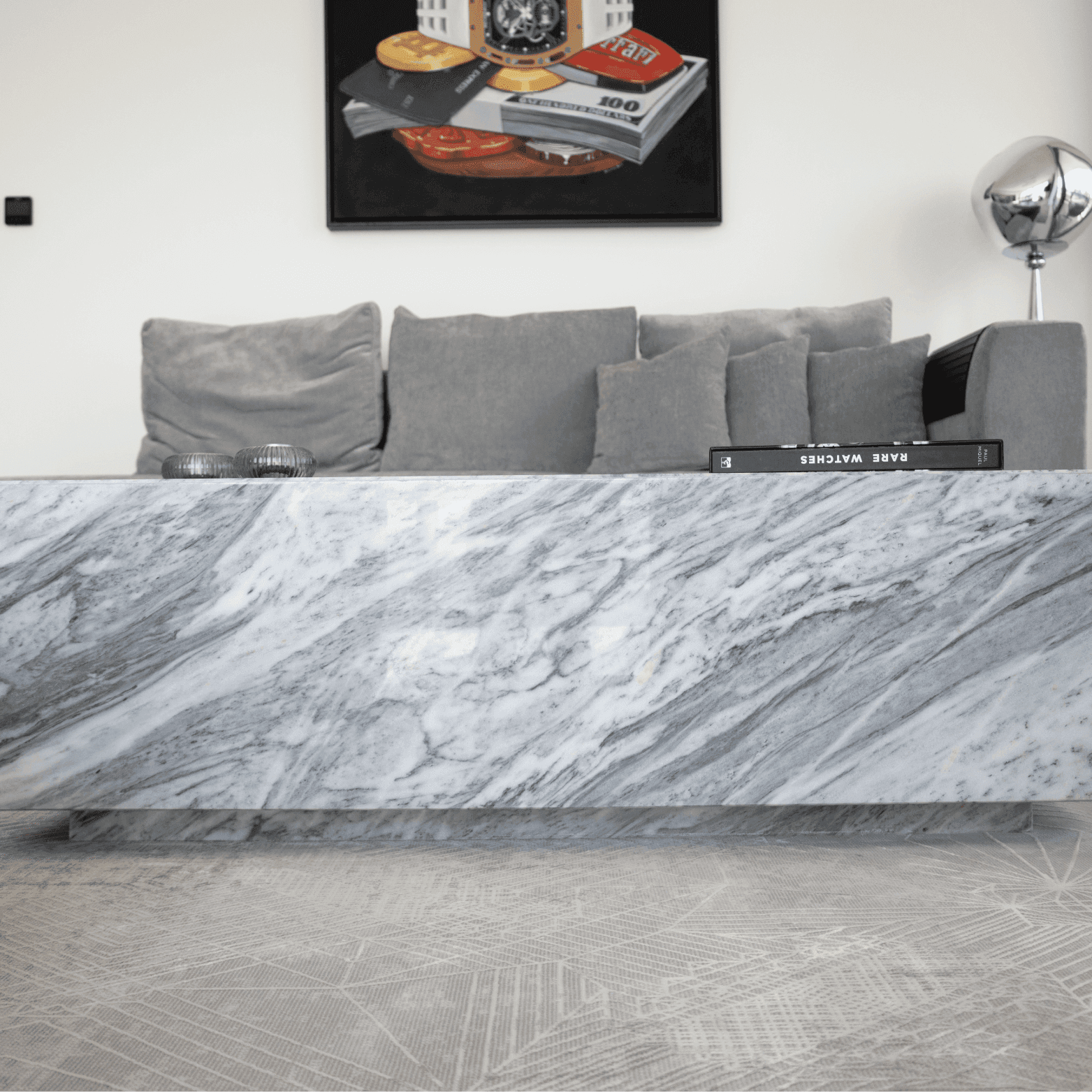 NORA STAN GREY MARBLE COFFEE TABLE - Marbeya Charm