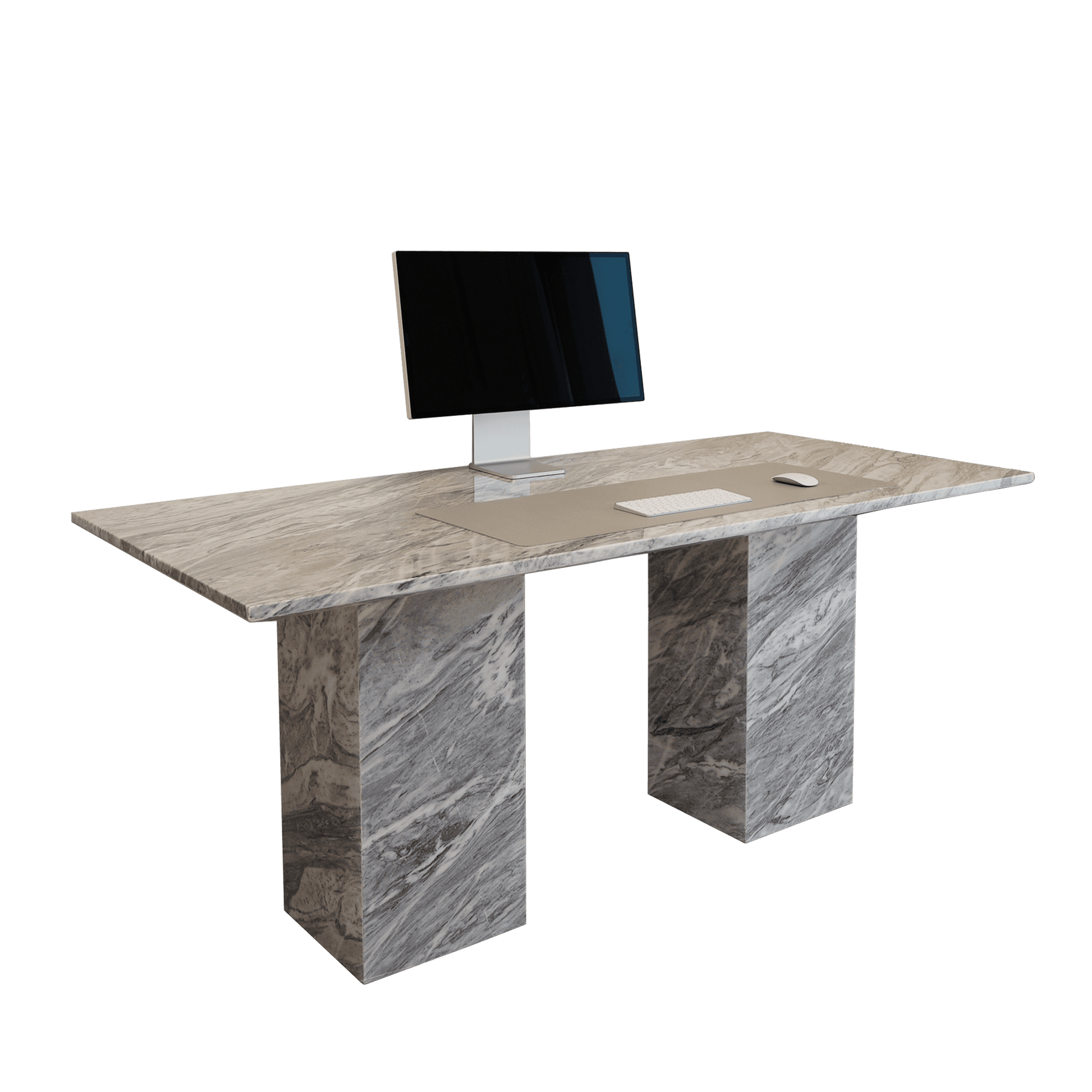 Nora Stan Grey Marble Office Table - Marbeya Charm