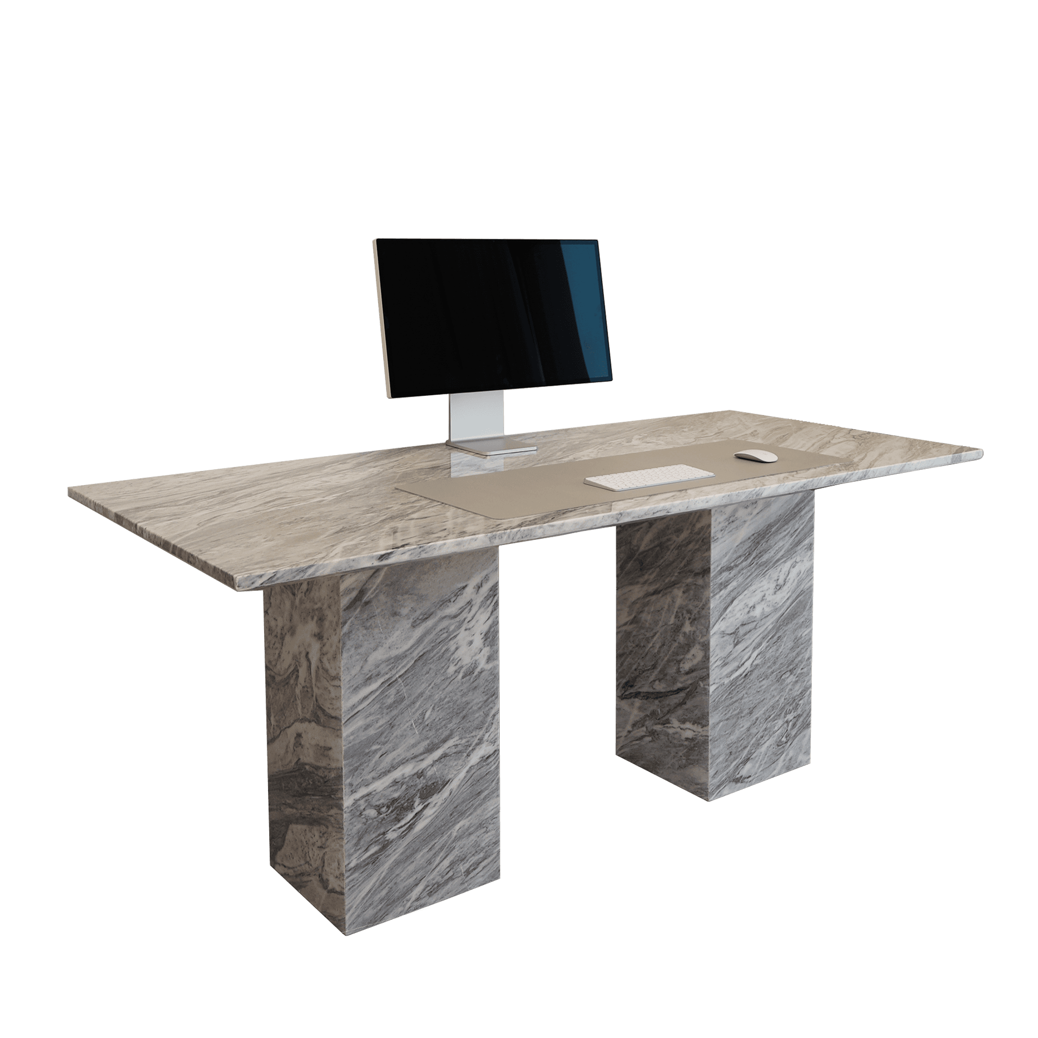 Nora Stan Grey Marble Office Table - Marbeya Charm