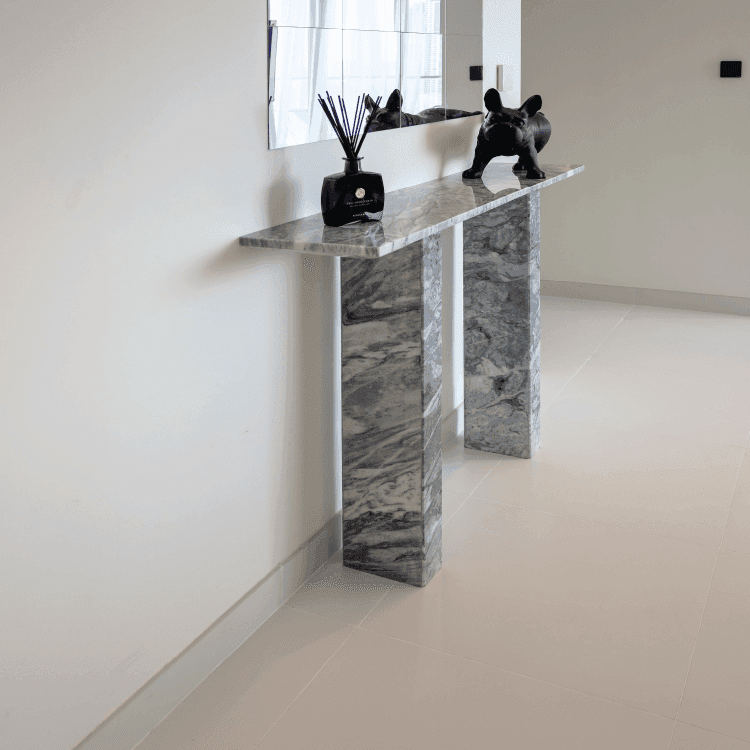 Nora Stan Grey Marble Console Table - Marbeya Charm