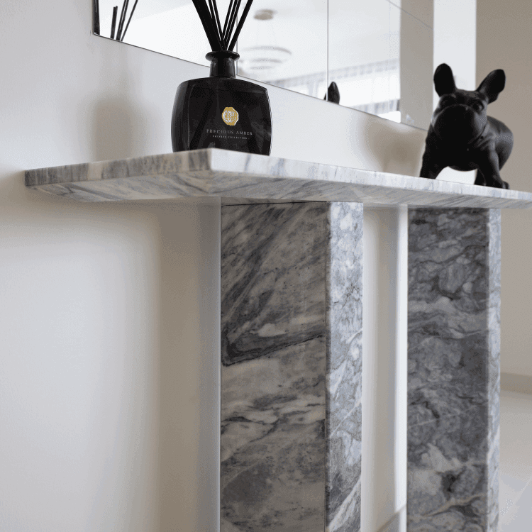 Nora Stan Grey Marble Console Table - Marbeya Charm