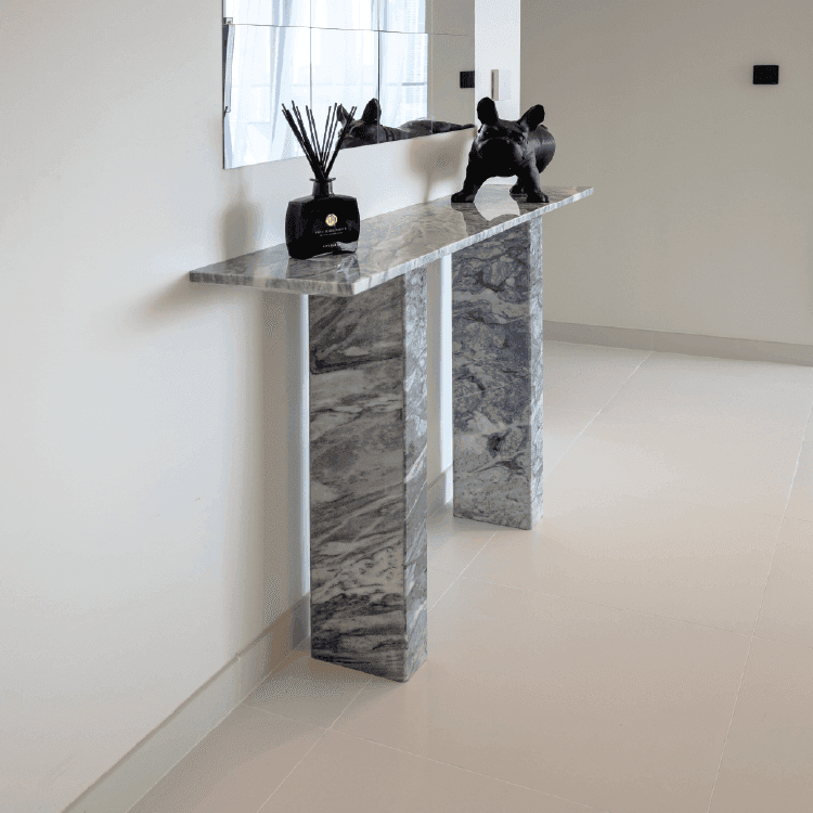 Nora Stan Grey Marble Console Table - Marbeya Charm
