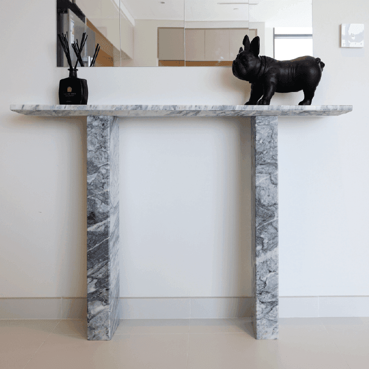 Nora Stan Grey Marble Console Table - Marbeya Charm