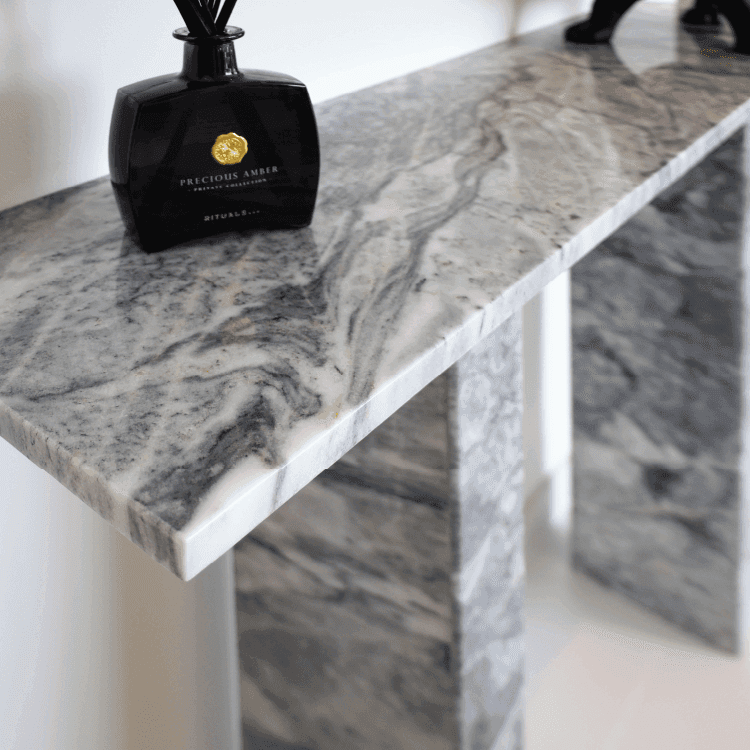 Nora Stan Grey Marble Console Table - Marbeya Charm