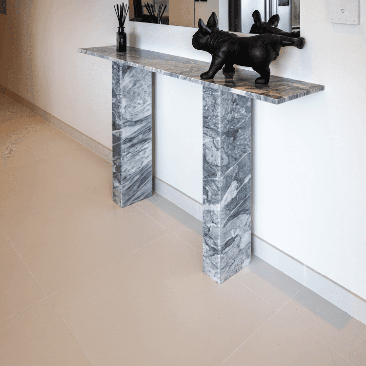 Nora Stan Grey Marble Console Table - Marbeya Charm