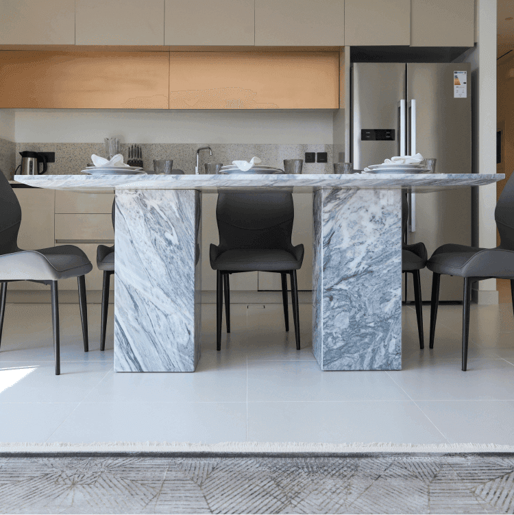 Nora Stan Grey Marble Dining Table - Marbeya Charm