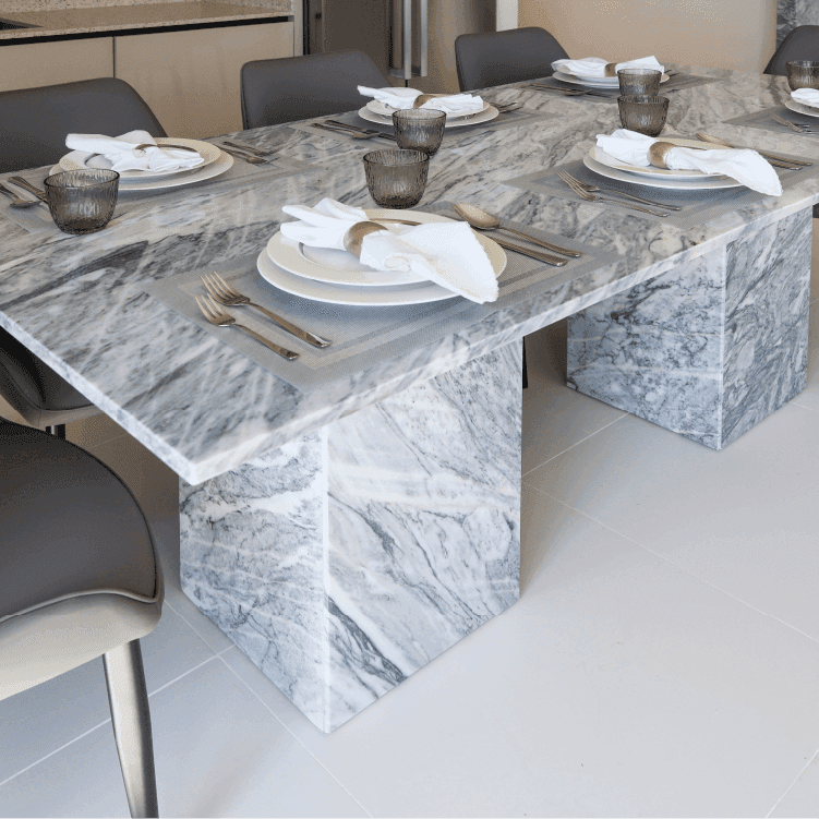 Nora Stan Grey Marble Dining Table - Marbeya Charm