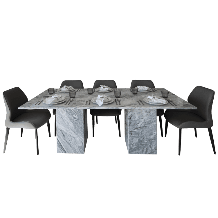 Nora Stan Grey Marble Dining Table - Marbeya Charm