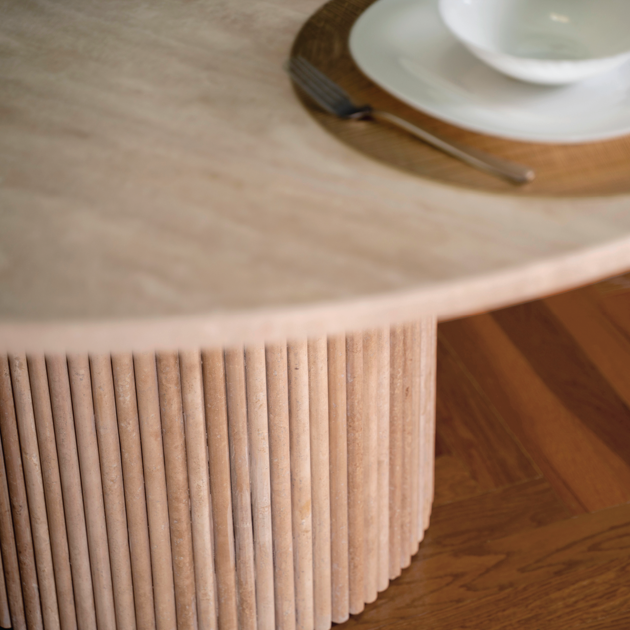 Roma Beige Travertine Round Dining Table