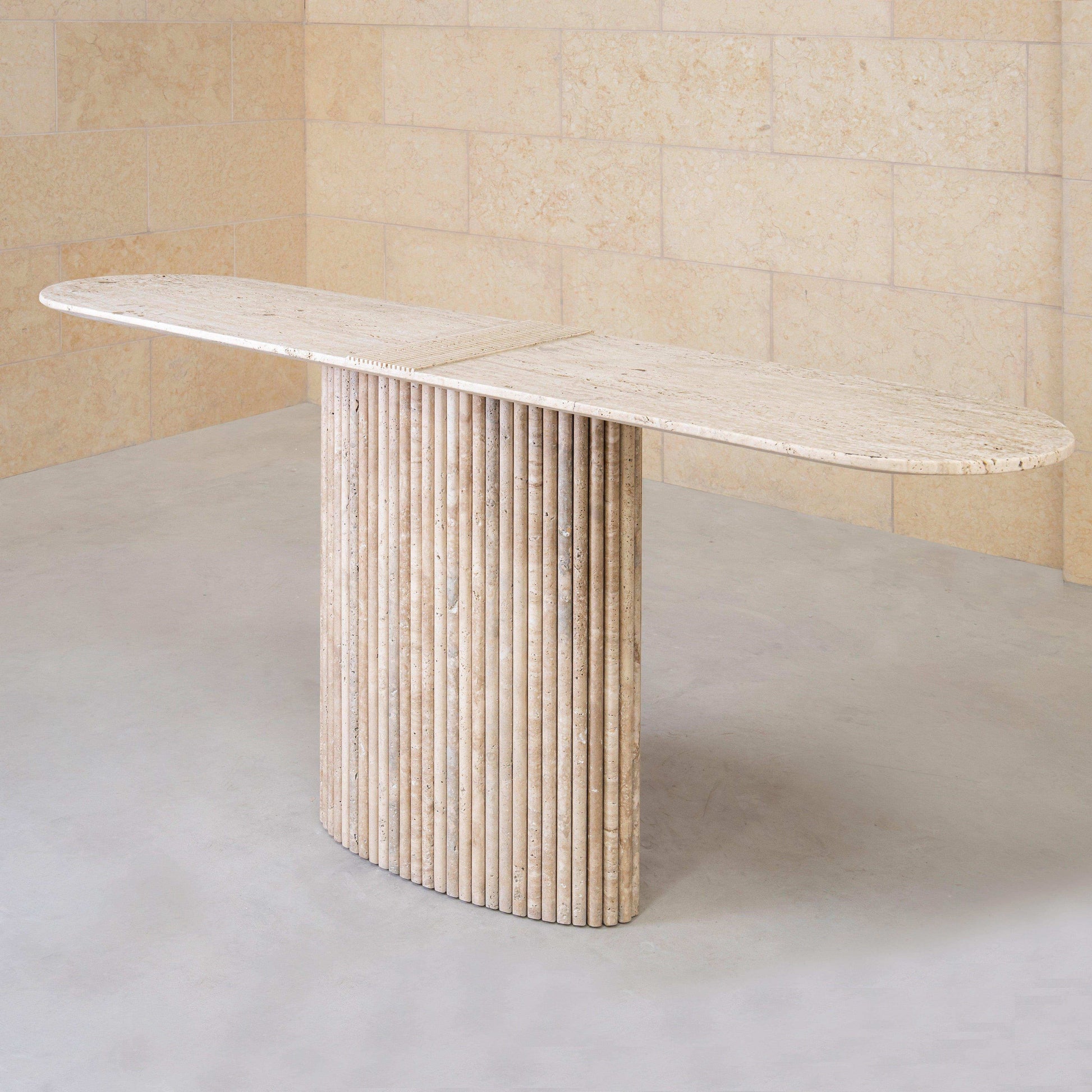 VERO Travertine Console Table - Marbeya Charm