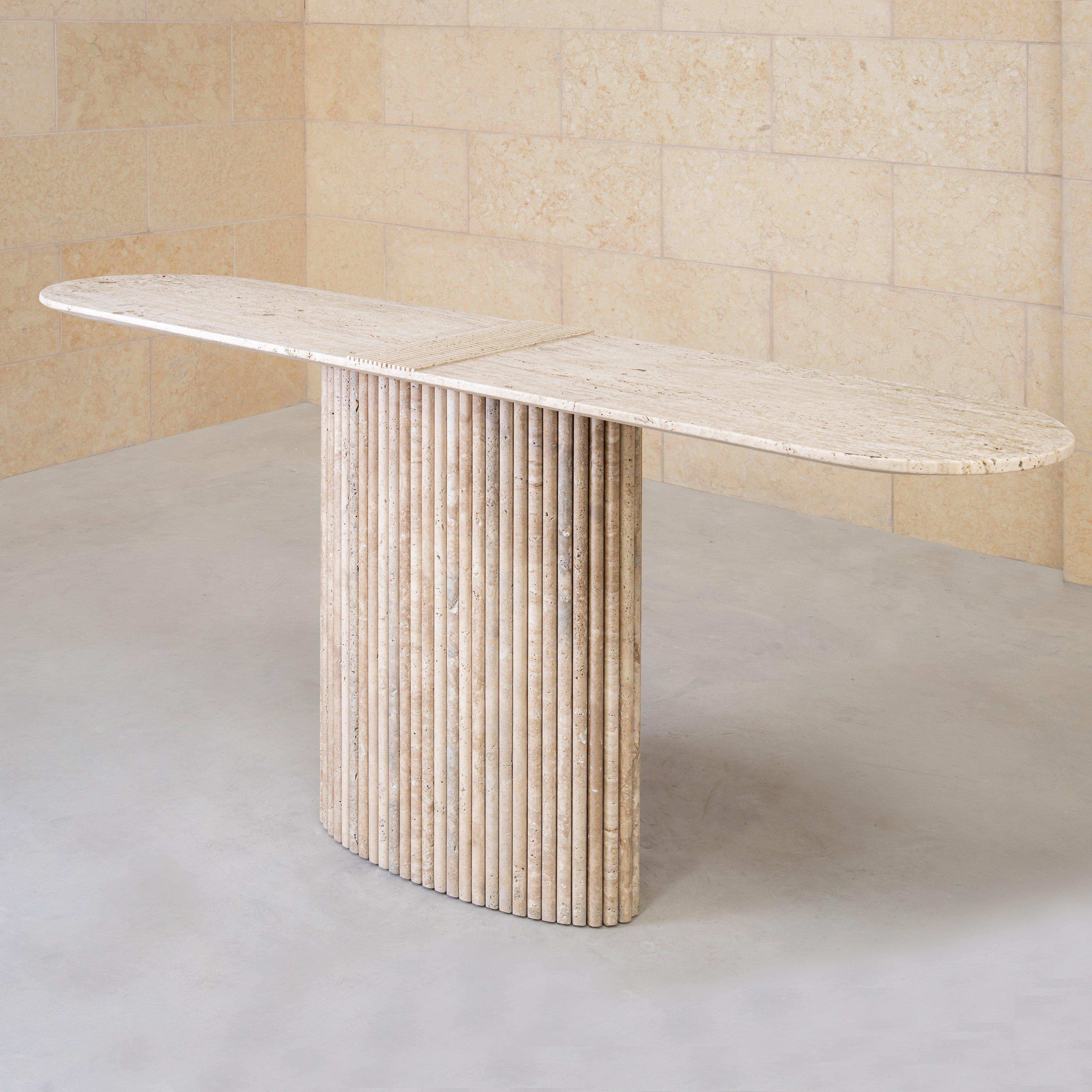 VERO Travertine Console Table - Marbeya Charm