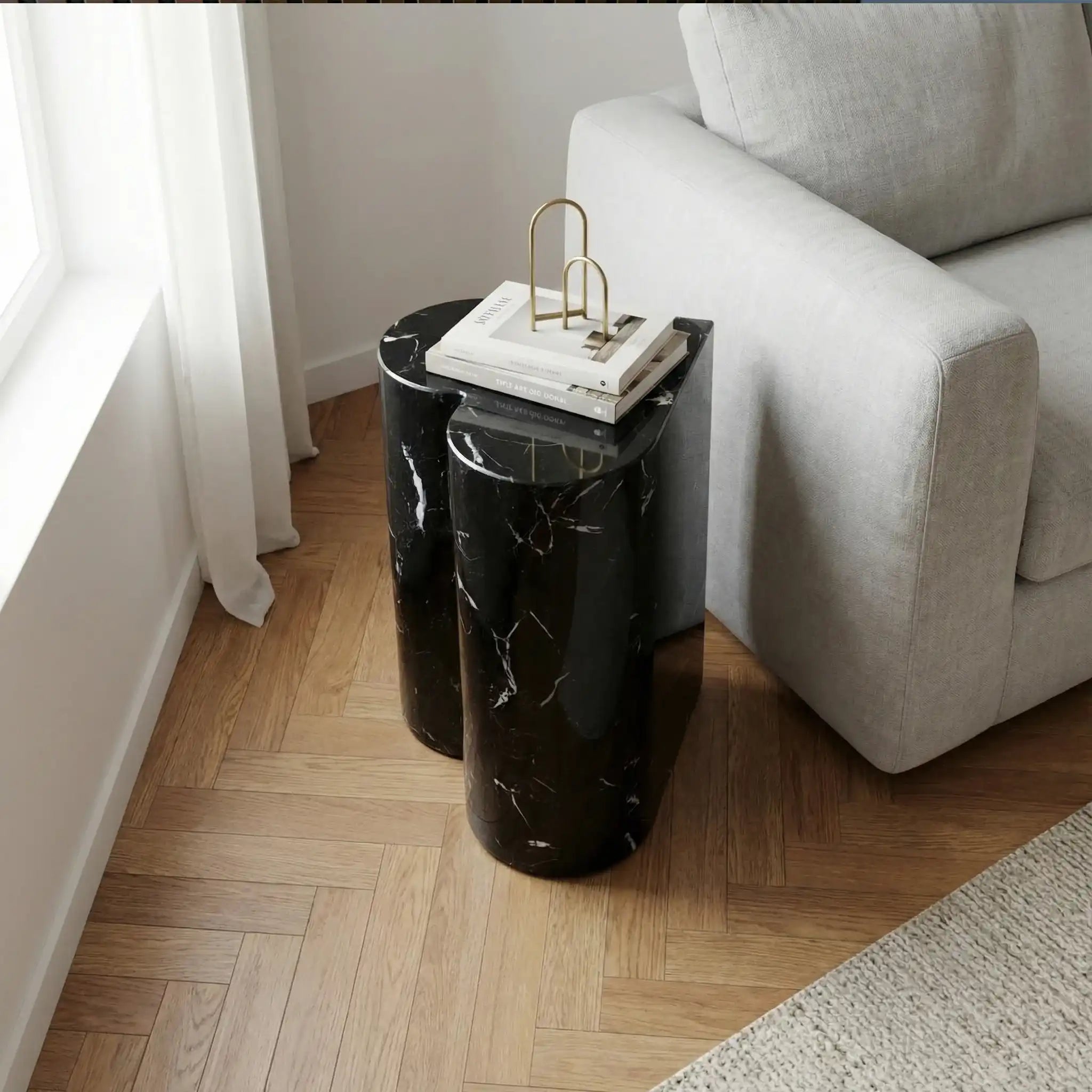 Black Heart Marble Side Table
