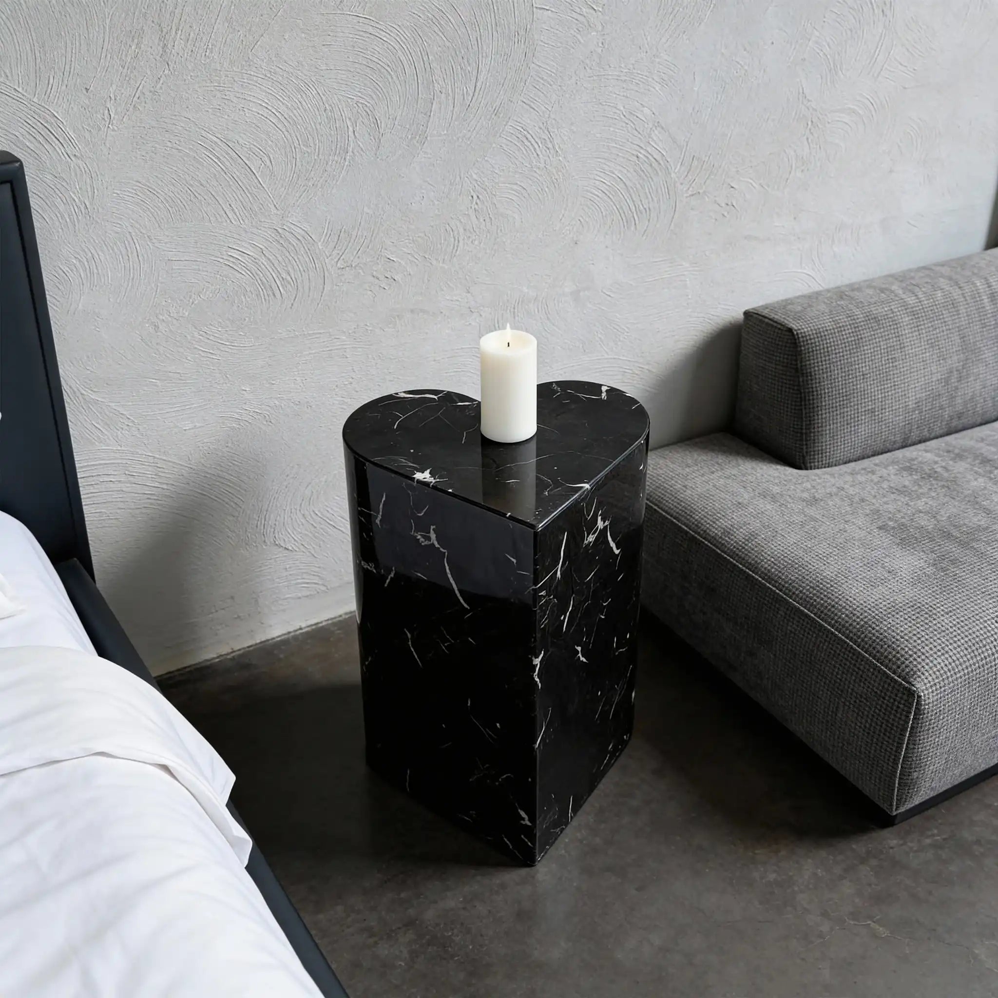 Black Heart Marble Side Table