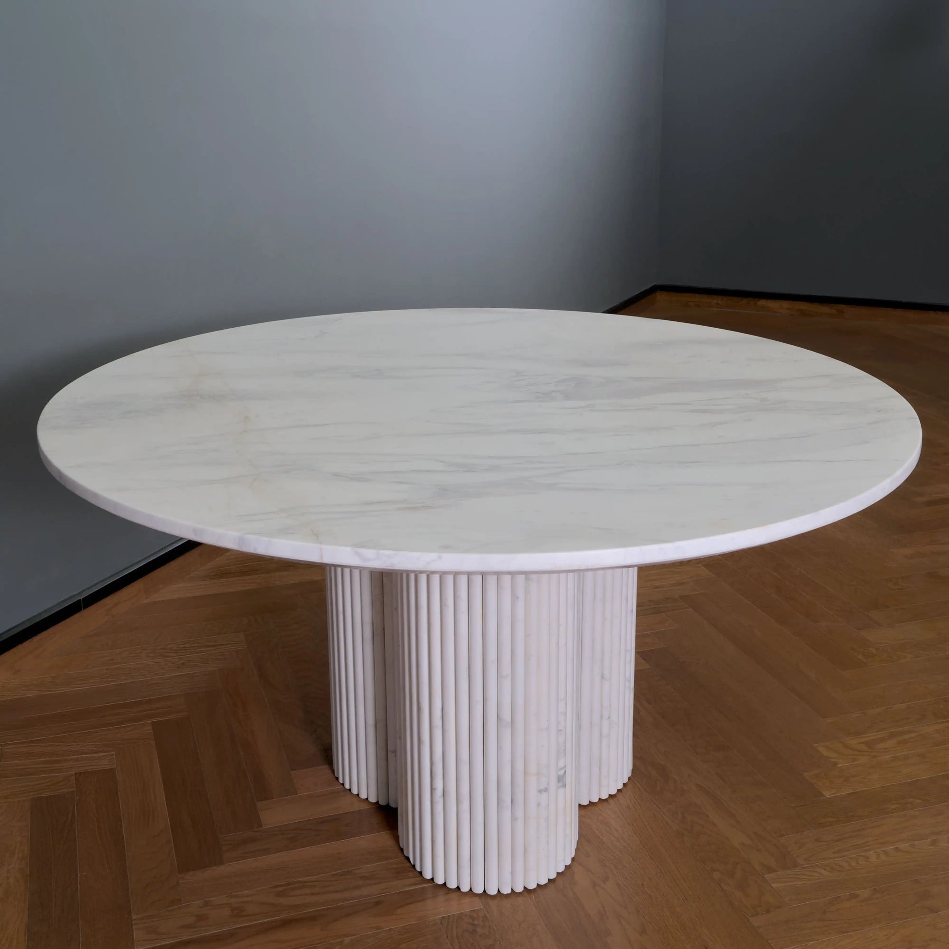 Celeste White Marble Dining Table - Marbeya Charm