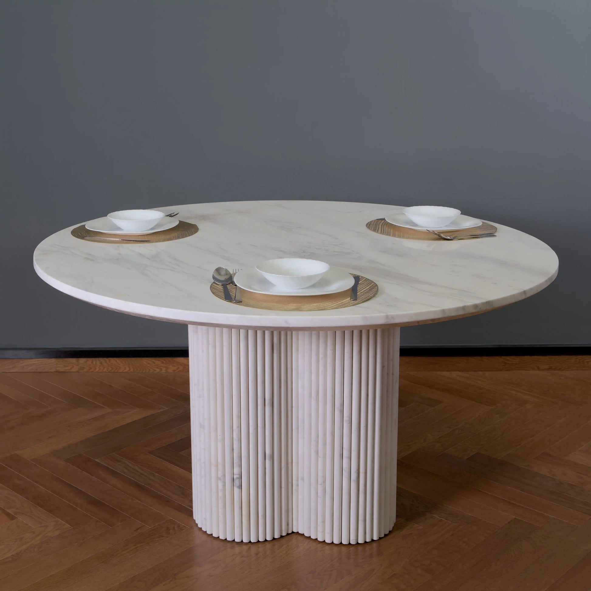 Celeste White Marble Dining Table - Marbeya Charm