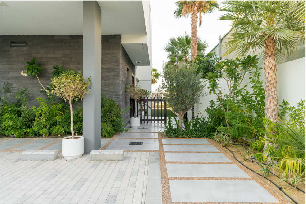 outdoor planter in Dubai Damac Hills villa garden 