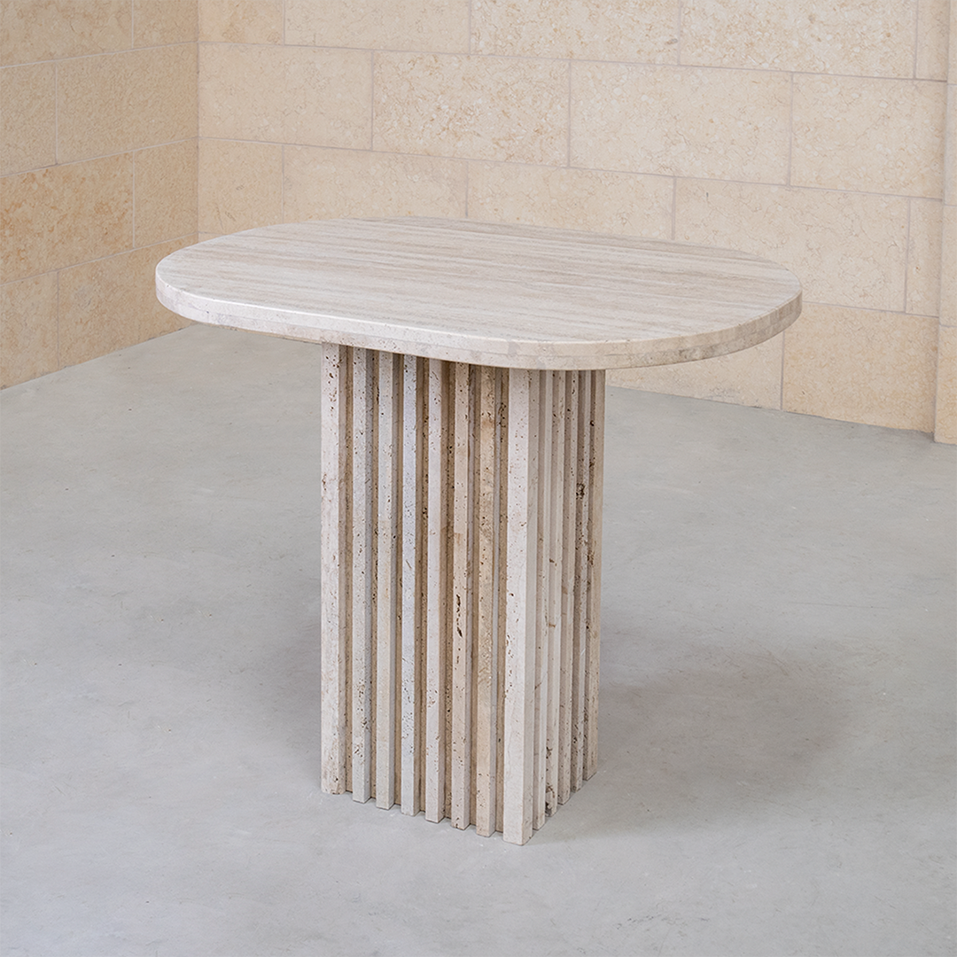 LINA FLUTED TRAVERTINE PEDESTAL