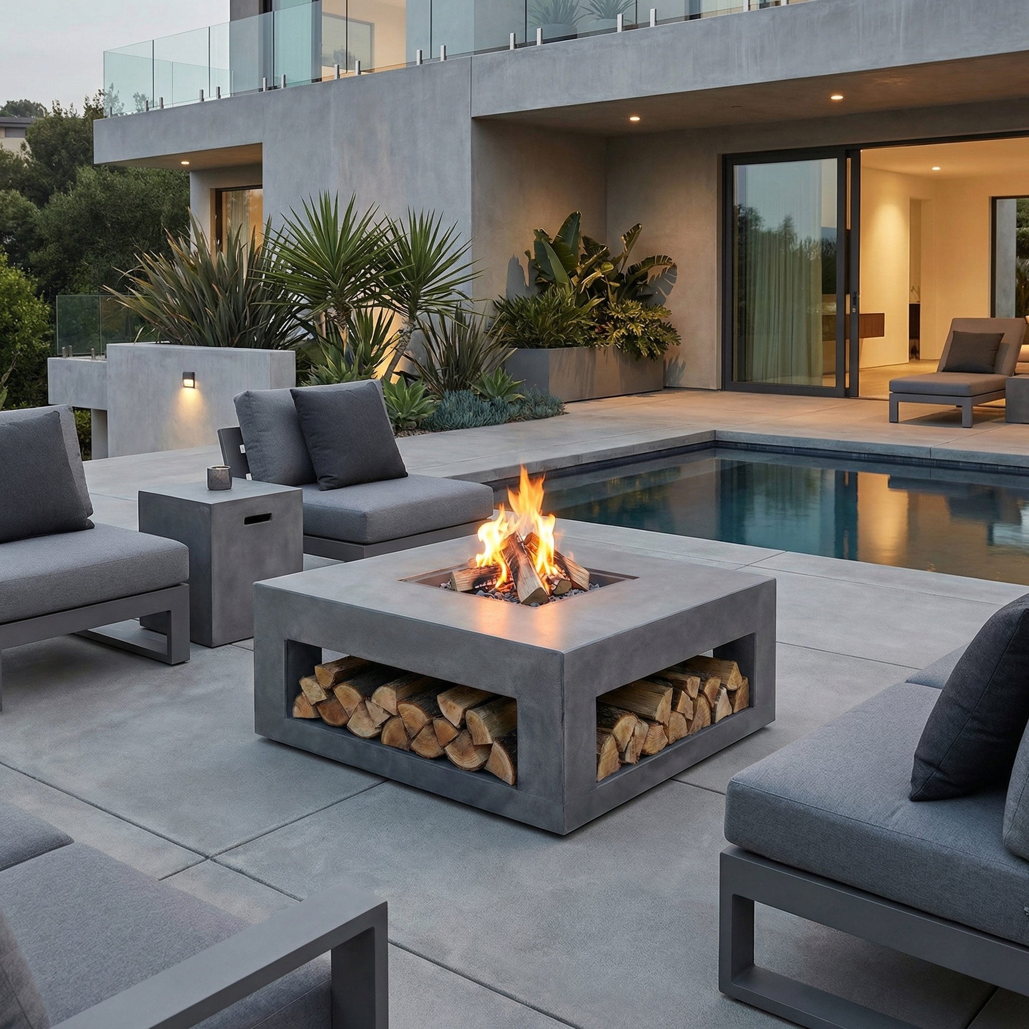 Modern Square Fire Pit Table