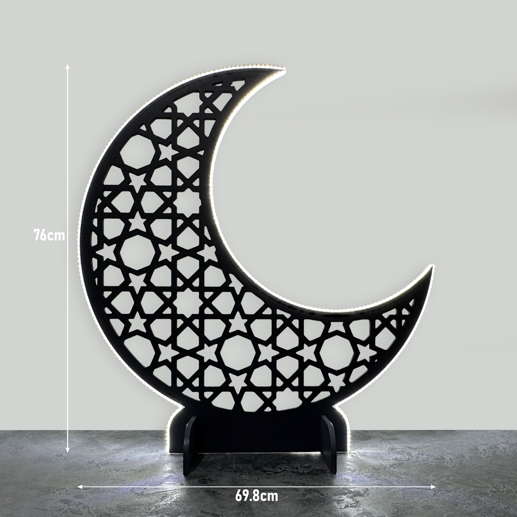 LED-Lit Wooden Ramadan Hilal