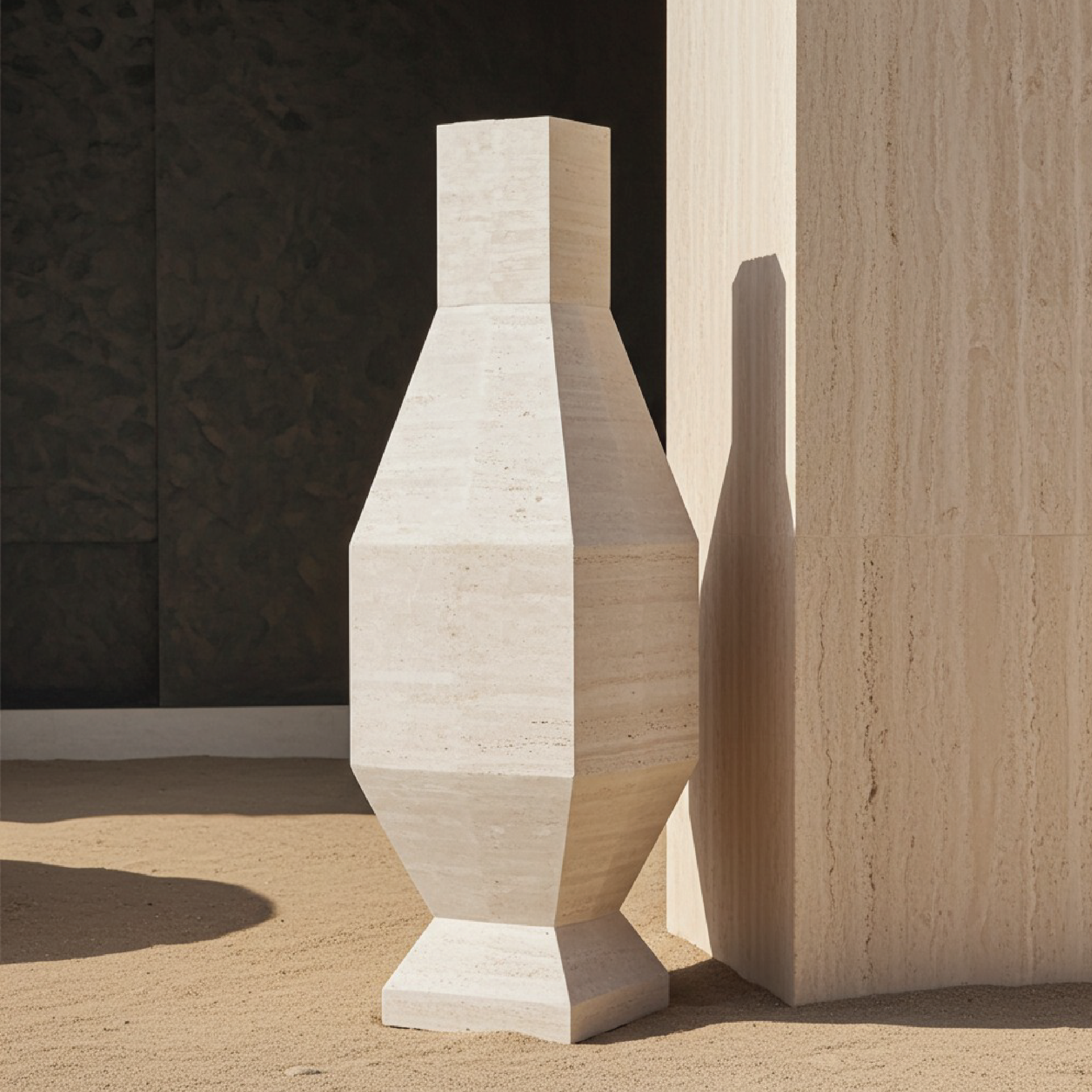 Octa Grande Travertine Vase