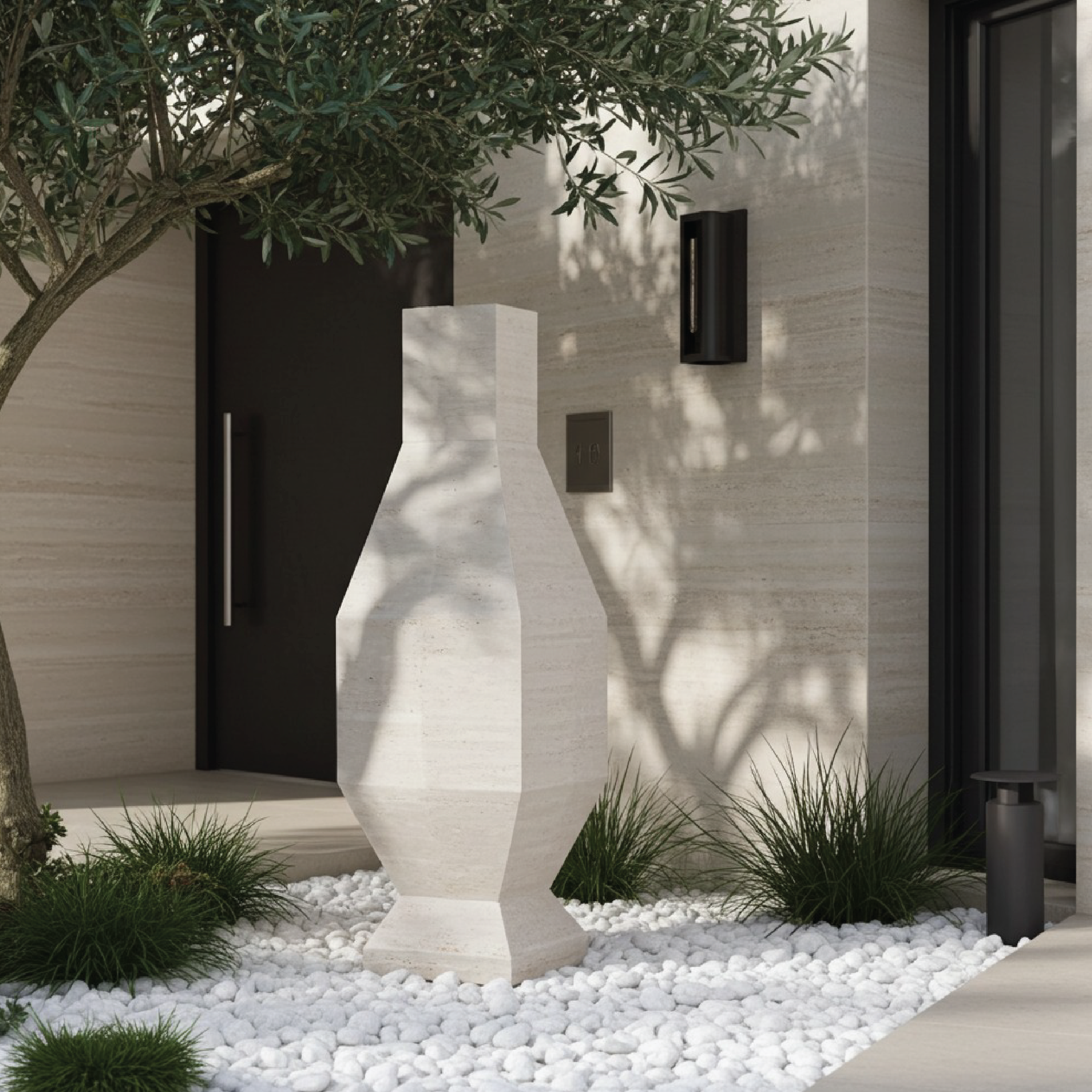 Octa Grande Travertine Vase