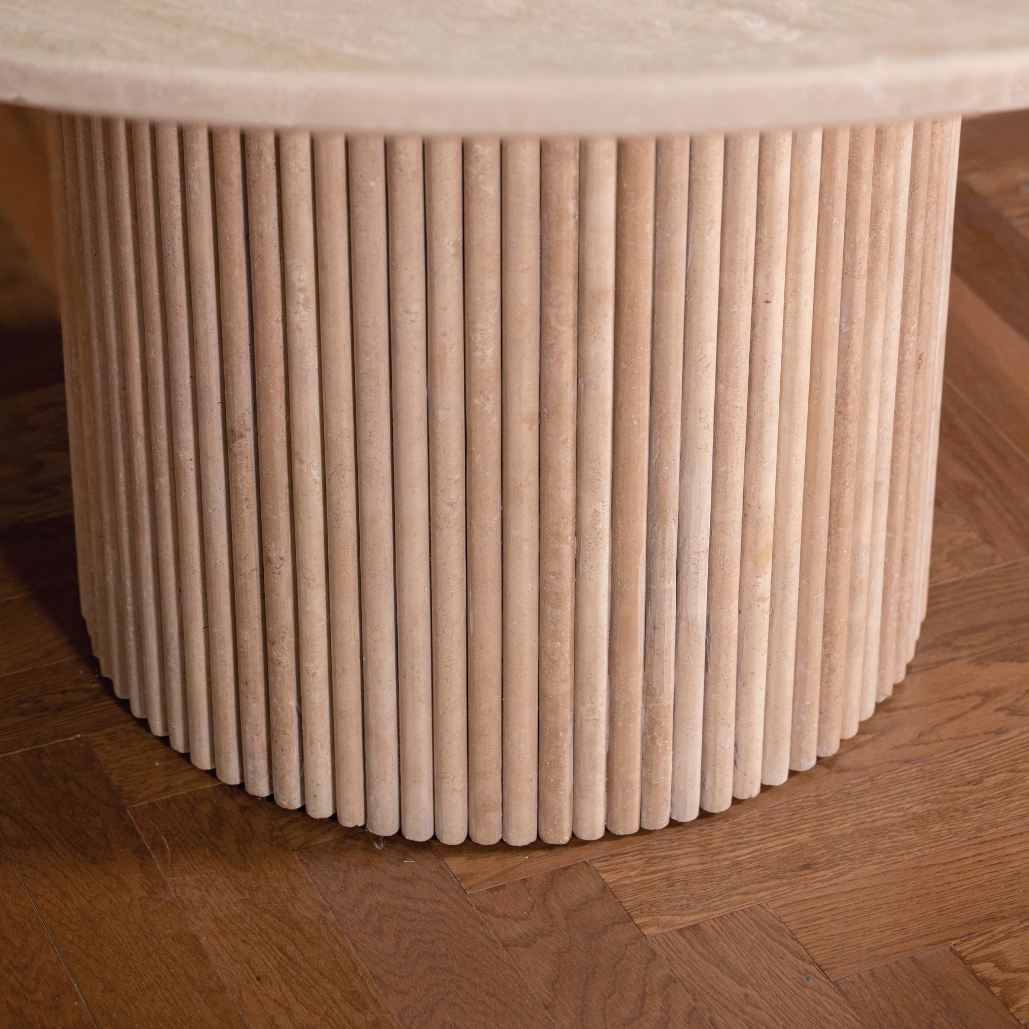 Roma Beige Travertine Round Dining Table
