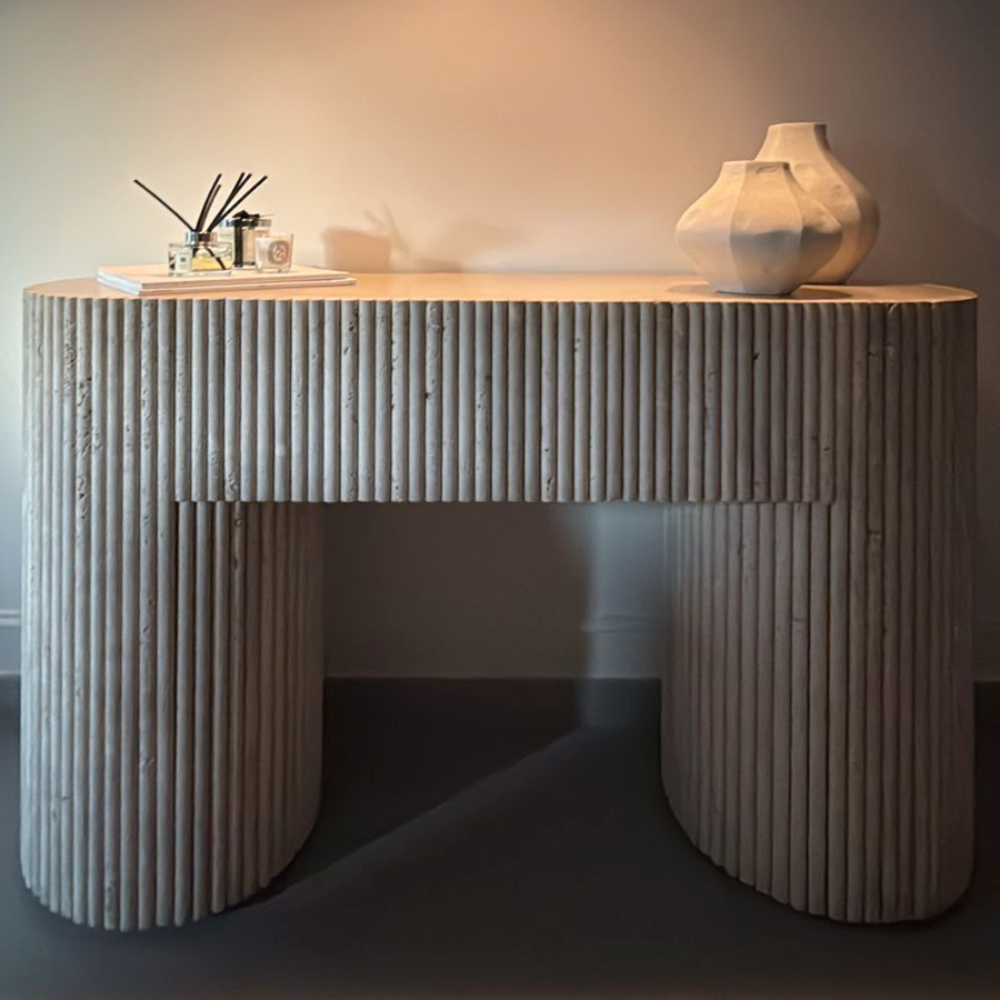 TRAVERTINE FLUTE CONSOLE