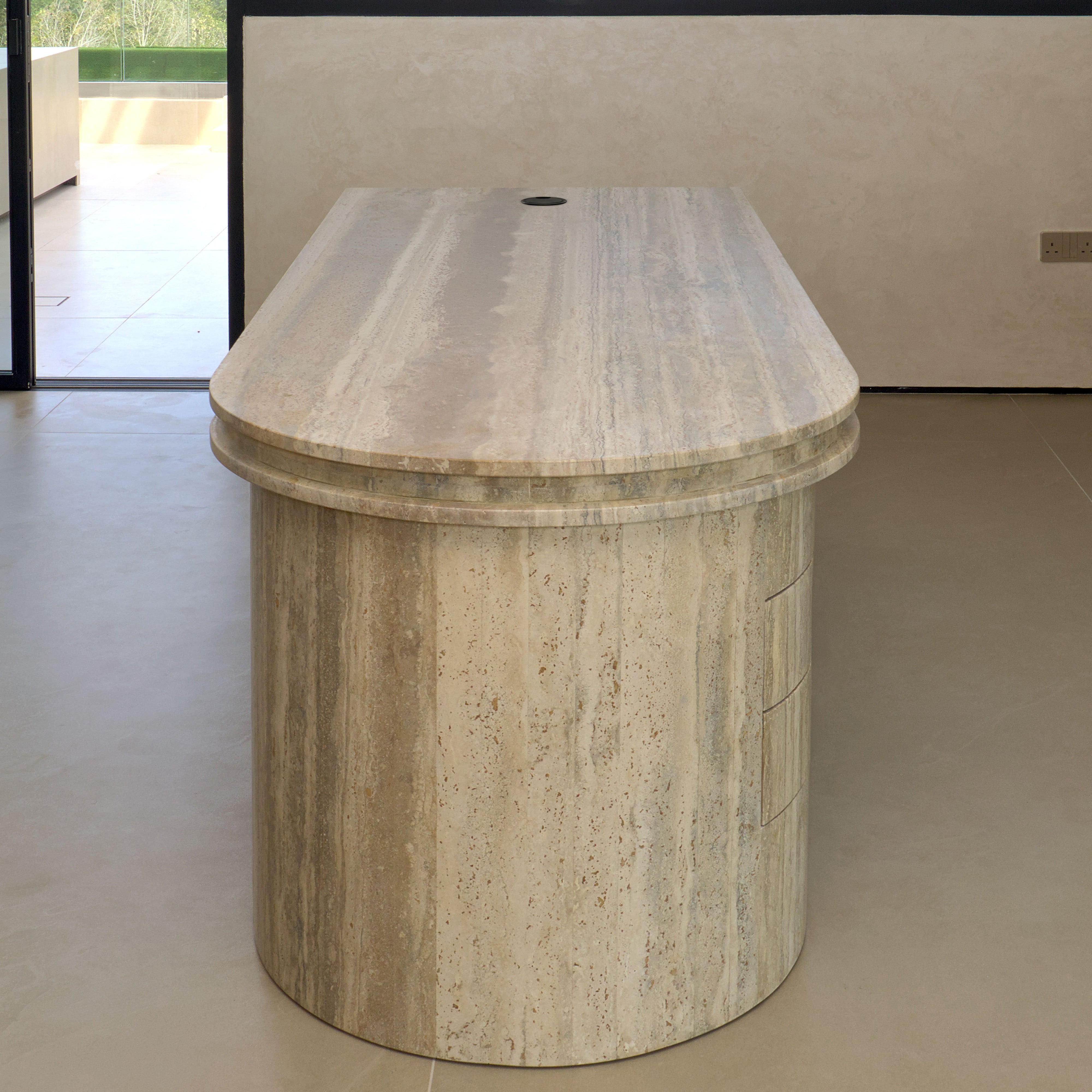 Travertine Oval Executive Desk