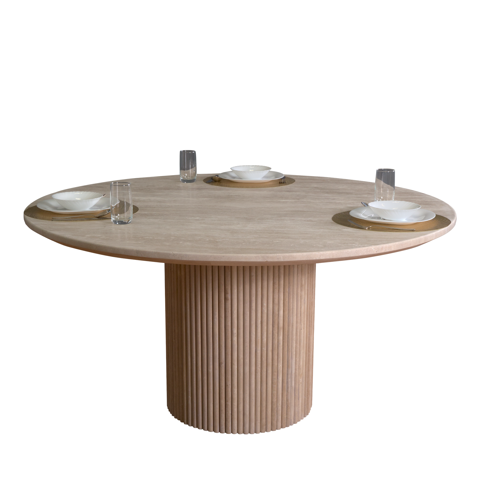 Roma Beige Travertine Round Dining Table